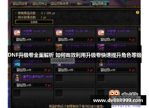 DNF升级卷全面解析 如何高效利用升级卷快速提升角色等级